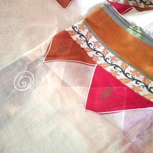 HaIf Tussar Hand Painting saree 30rs Off