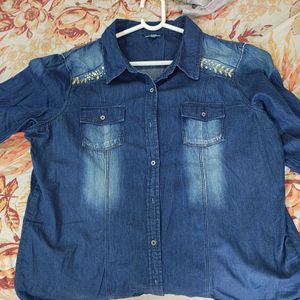 Denim Shirt With Sequence Work