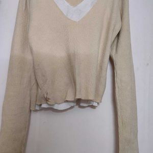 Beige Sweatshirt with attached Tank Top