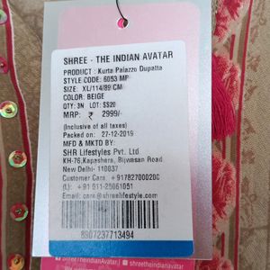 Shree Kurti Palazo Dupatta 44 Size