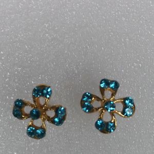 Sky Blue  Flower Stone Stud