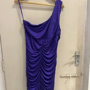 Purple Ruched One Shoulder Dress