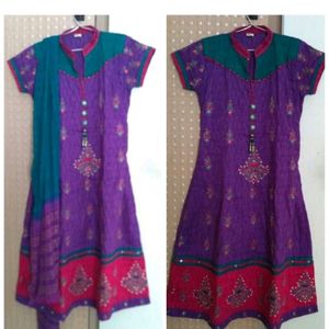 Violet & Blue Anarkali Suit Set