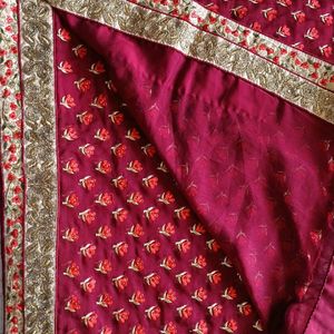 Maroon Wedding Saree With Blouse