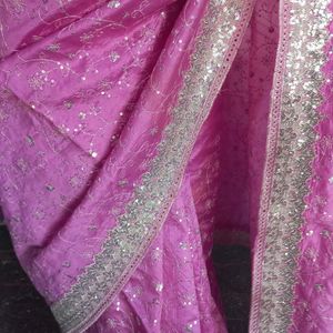 Pink Color Sequence Saree