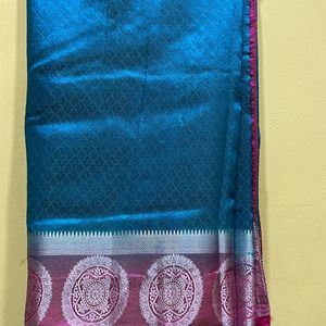 Blue & Pink Festive Ware Saree