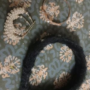 Combo Of  Black  Design Hairband Earrings Bracelet