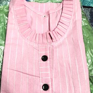 Pure Cotton Pink Straight Kurta/ Kurti ,brand New