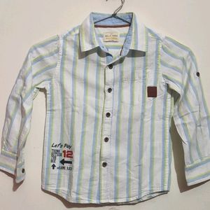 White Shirt Linning Print For Baby Boy 3- 4 Year