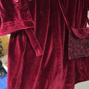 Maroon Velvet Party Wear New Dress With Bag