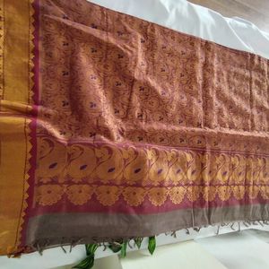 Grey and Maroon Saree (Women's)