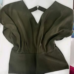 Back Detailed Olive Top