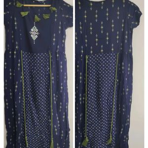 Navy Blue And Green Kurta