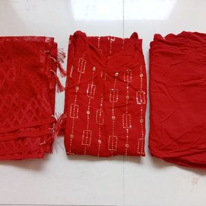 Red Kurta Set