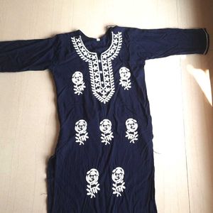 Navy blue new embroidery kurta