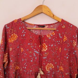 Rust Color Printed Top (Women's)