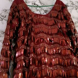 Maroon Harvey Shimmering Party Wear Dress