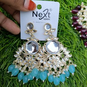 Sky Blue Kundan Earring