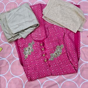 Pink and Golden Dress(set Of 3)