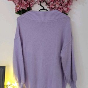 Lilac Colour Soft Fur Sweater Top