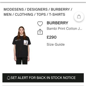 Authentic Burberry Bambi Print Cotton Black Tshirt