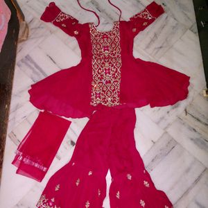 Marjenta Pink Kurta Pyjama Duppata Set