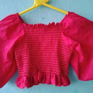 Puffed Sleeves Crop Top For Women