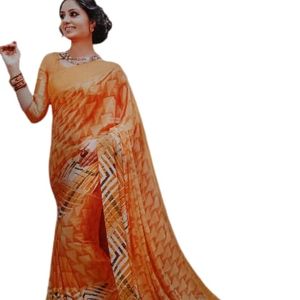 Beautiful New Orange color georgette saree