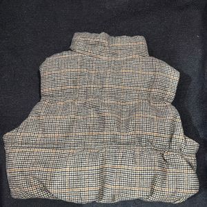 H&M Plaid Cropped Puffer Vest