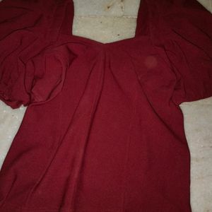 Marron Puff Top