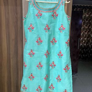 Cyan Color Sleeveless Festive Kurta