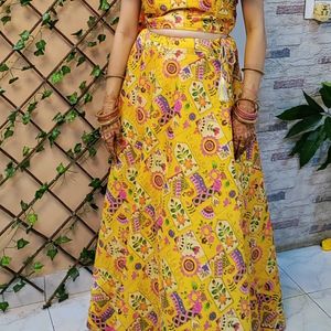 Yellow Multi Colour Lehenga