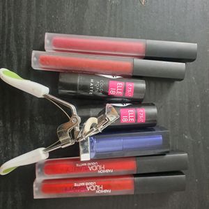 Combo Of 7 Lipstick & One Eye Curler