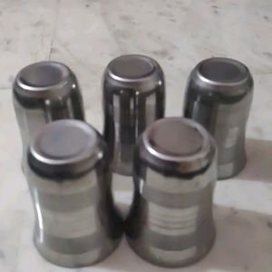 Five Stainless Steel Glasses