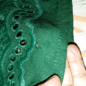 Chickenkari kurti in green colour