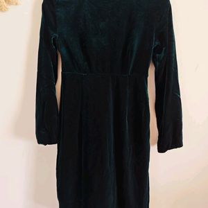 Westside Bottle Green Velveteen Dress