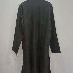 Kurta Chudidar Set (Black With Red Lines)