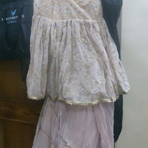 Baby Pink Color Indo-western Dress With Dupatta