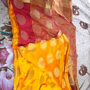 Silk Saree With Desgined Blouse Stitched