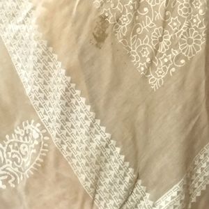 Dupatta painting cotton cream high quality fabric