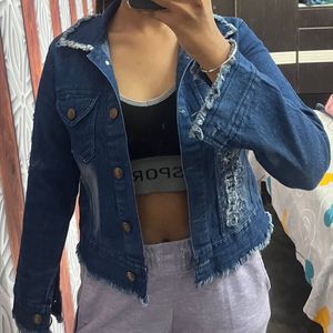 Blue Denim Crop Jacket