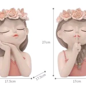 Combo Set Of 2 Fairy Girl Head Planter