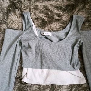 Grey Acubi Two Layered Detail Top