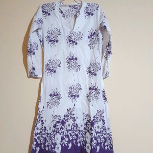 White And Lavender Kurta