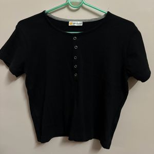 Black Ribbed Crop Top