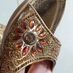 Golden Heels With Diamond Work