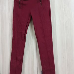 MAROON SKINNY FIT PANTS FOR WOMEN