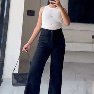 High Waist Black Wide Leg Jeans