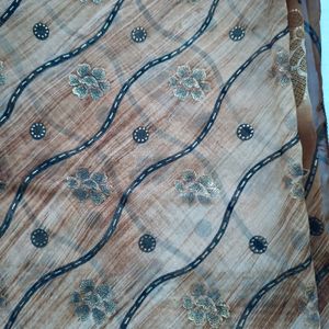 Golden Print Georgette Saree