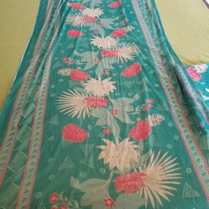 Unustitched Suit Pure Cotten With Chiffon Dupatta